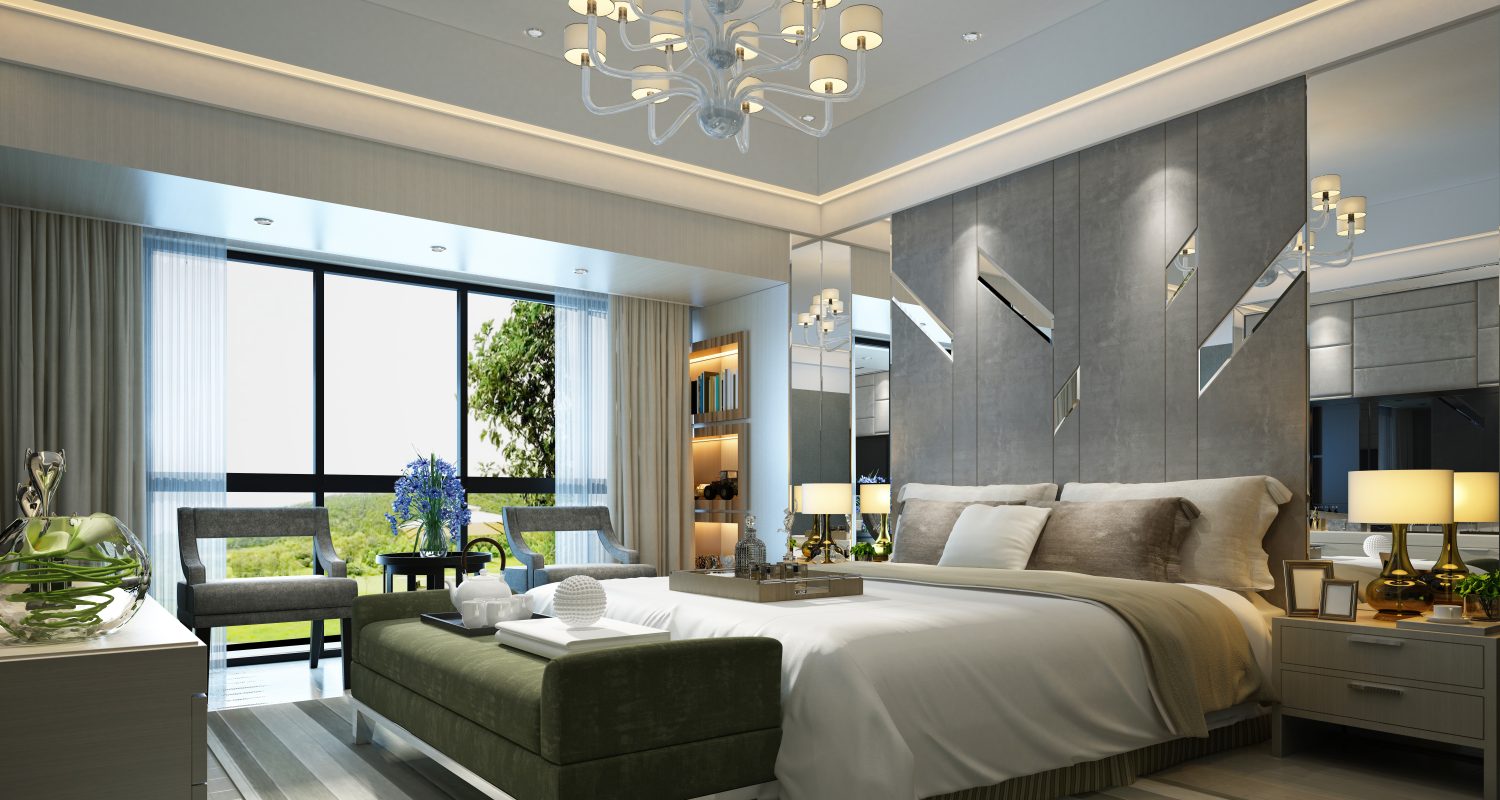 3d render of luxury hotel room